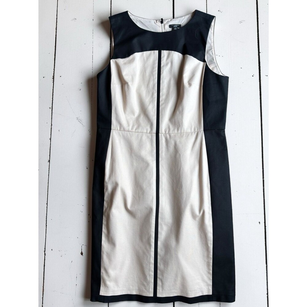 Ann Taylor Petite Black & Beige Colorblock Sheath Dress Size 12P NWT